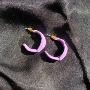 Trendy Purple Rubber Coated Stud Earring